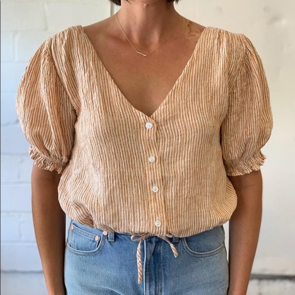 Esby Apparel Tops - Esby Isobel Top in Rust Stripe XL